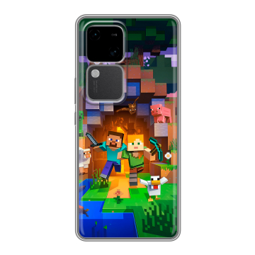 Силиконовый чехол на Vivo V30 5G с принтом Майнкрафт Minecraft