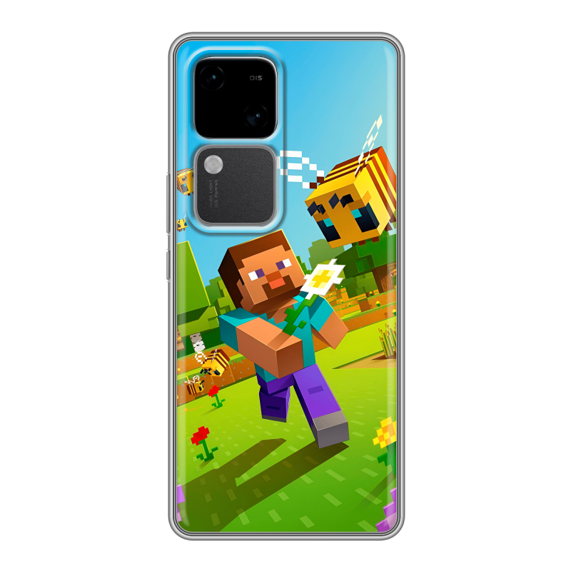 Силиконовый чехол на Vivo V30 5G с принтом Майнкрафт Minecraft Силиконовый чехол на Vivo V30 5G с принтом Майнкрафт Minecraft