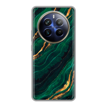 Силиконовый чехол на Realme 12 Plus 5G с принтом Мрамор зеленое золото Силиконовый чехол на Realme 12 Plus 5G с принтом Мрамор зеленое золото