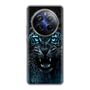 Силиконовый чехол на Realme 12 Plus 5G с принтом Темный леопард Силиконовый чехол на Realme 12 Plus 5G с принтом Темный леопард