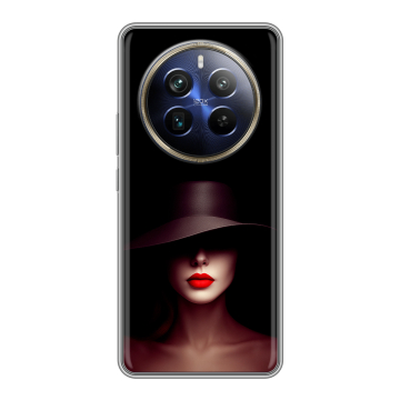 Силиконовый чехол на Realme 12 Plus 5G с принтом Девушка в шляпе Силиконовый чехол на Realme 12 Plus 5G с принтом Девушка в шляпе