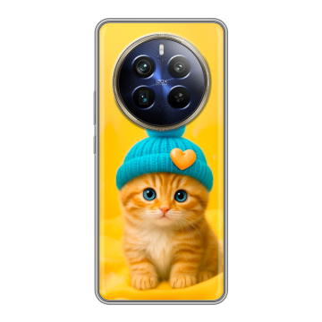 Силиконовый чехол на Realme 12 Plus 5G с принтом Котенок в шапке Силиконовый чехол на Realme 12 Plus 5G с принтом Котенок в шапке