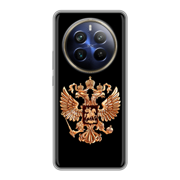 Силиконовый чехол на Realme 12 Plus 5G с принтом Герб России золотой Силиконовый чехол на Realme 12 Plus 5G с принтом Герб России золотой