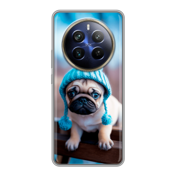 Силиконовый чехол на Realme 12 Plus 5G с принтом Мопс в шапке Силиконовый чехол на Realme 12 Plus 5G с принтом Мопс в шапке