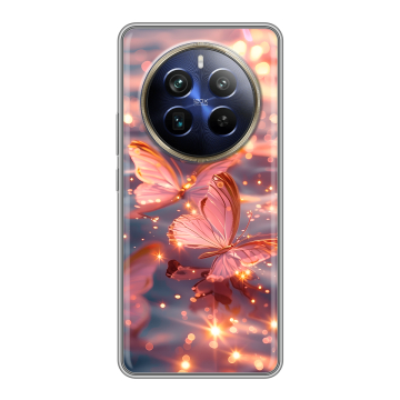 Силиконовый чехол на Realme 12 Plus 5G с принтом бабочки розовые Силиконовый чехол на Realme 12 Plus 5G с принтом бабочки розовые