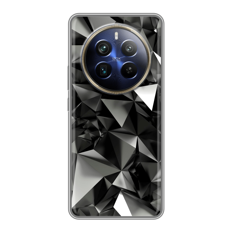 Силиконовый чехол на Realme 12 Plus 5G с принтом Черные кристаллы Силиконовый чехол на Realme 12 Plus 5G с принтом Черные кристаллы