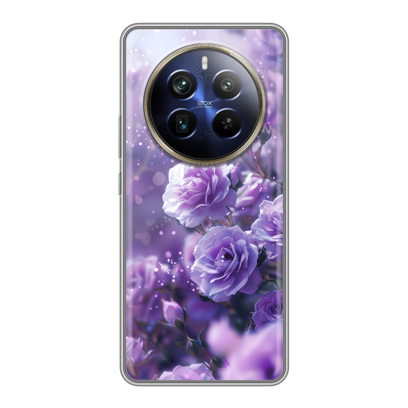 Силиконовый чехол на Realme 12 Plus 5G с принтом Розы цветы Силиконовый чехол на Realme 12 Plus 5G с принтом Розы цветы