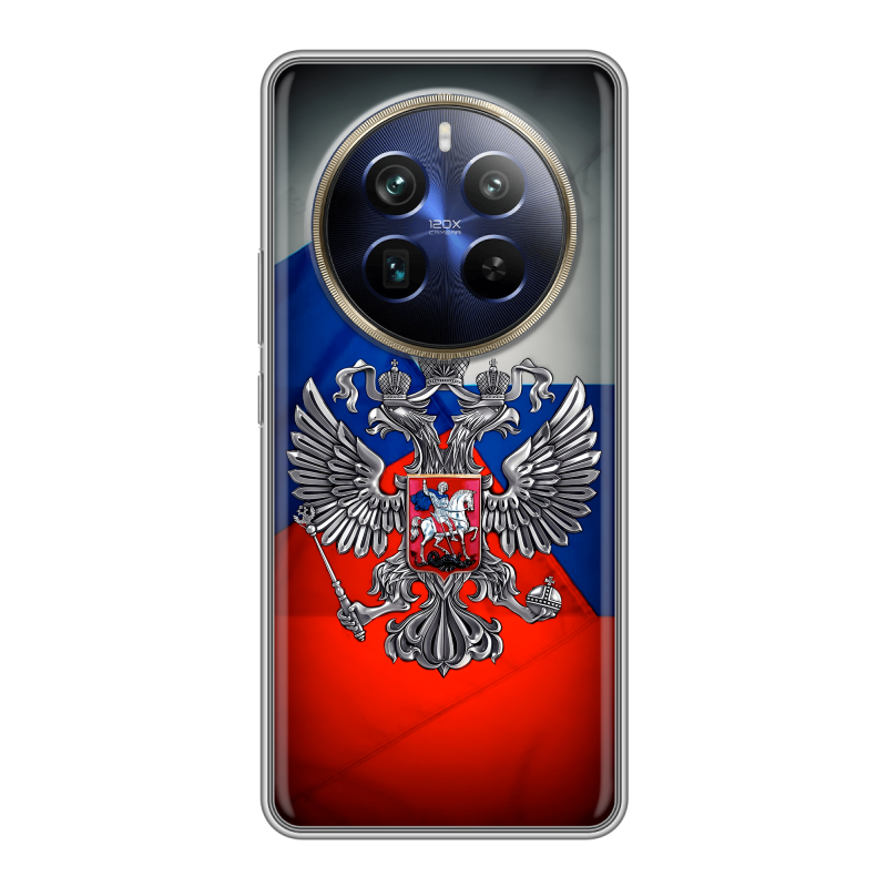 Силиконовый чехол на Realme 12 Plus 5G с принтом Флаг России Силиконовый чехол на Realme 12 Plus 5G с принтом Флаг России