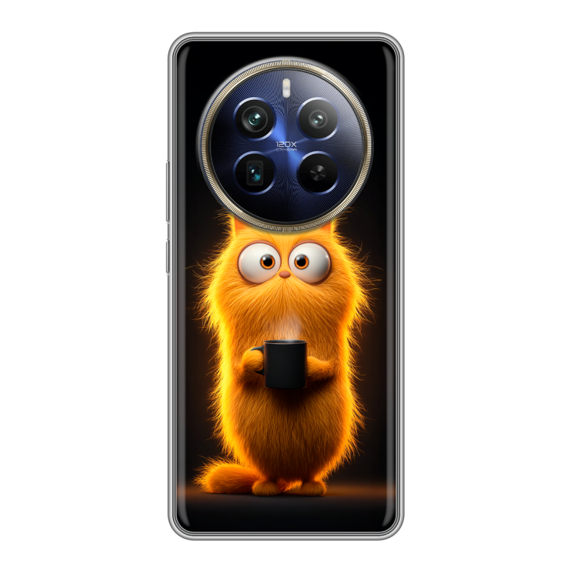 Силиконовый чехол на Realme 12 Plus 5G с принтом Смешной кот Силиконовый чехол на Realme 12 Plus 5G с принтом Смешной кот
