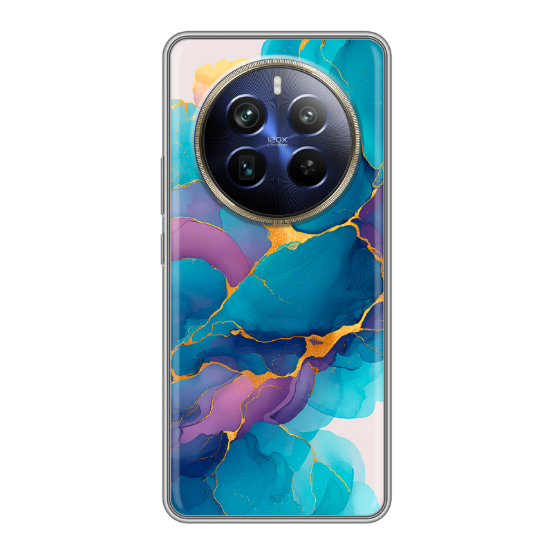 Силиконовый чехол на Realme 12 Plus 5G с принтом Мрамор блестки Силиконовый чехол на Realme 12 Plus 5G с принтом Мрамор блестки