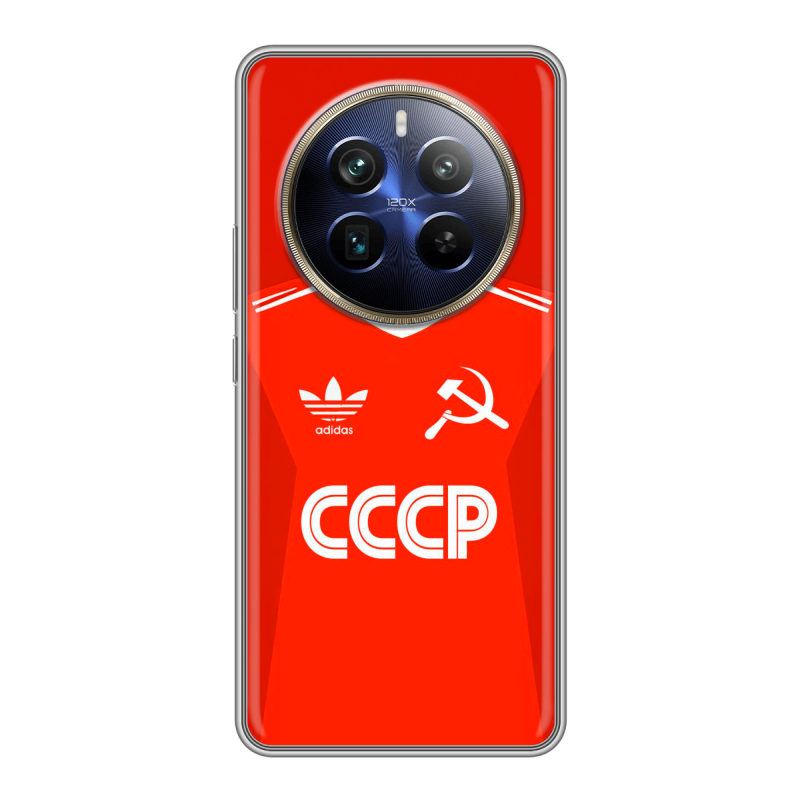 Силиконовый чехол на Realme 12 Plus 5G с принтом Флаг Герб СССР Силиконовый чехол на Realme 12 Plus 5G с принтом Флаг Герб СССР