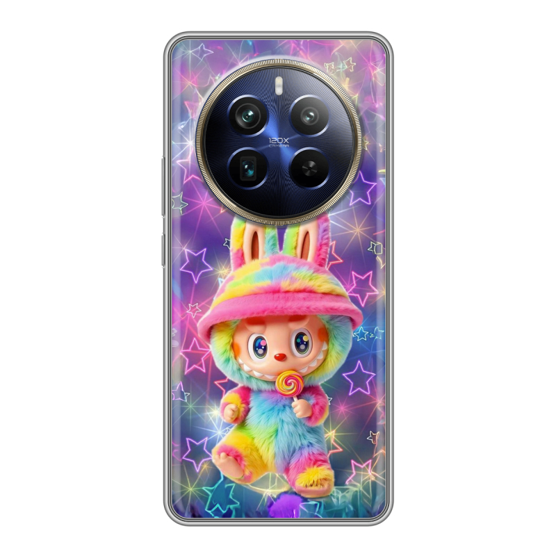 Силиконовый чехол на Realme 12 Plus 5G с принтом Labubu Лабубу Силиконовый чехол на Realme 12 Plus 5G с принтом Labubu Лабубу
