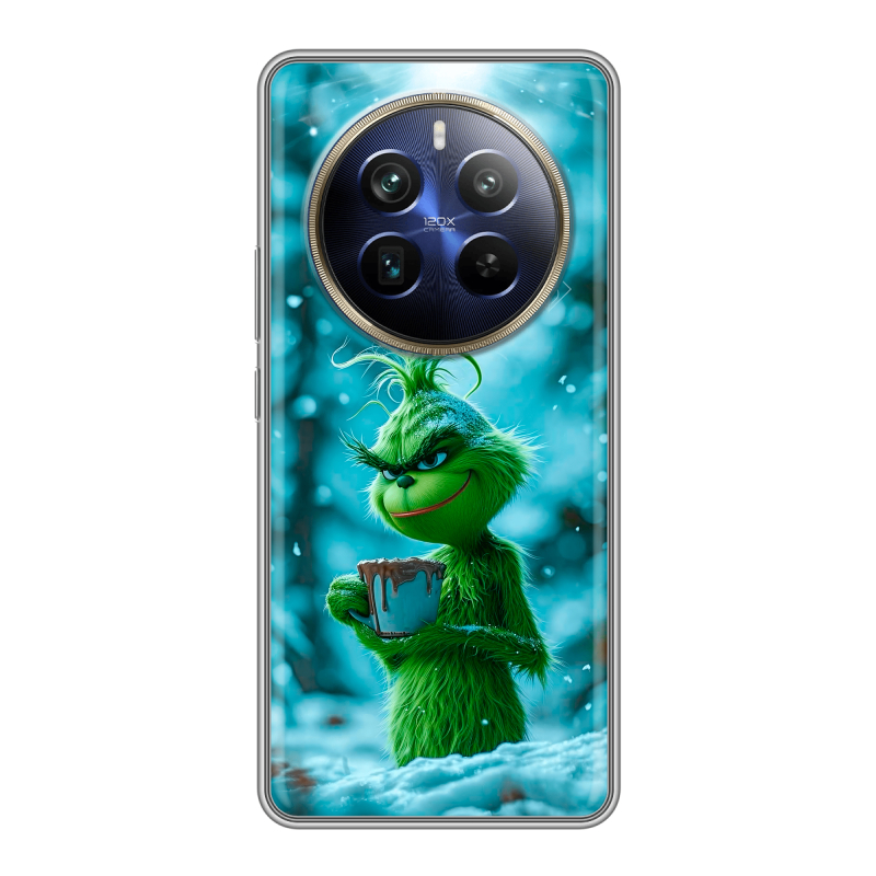 Силиконовый чехол на Realme 12 Plus 5G с принтом Новый год гринч Силиконовый чехол на Realme 12 Plus 5G с принтом Новый год гринч