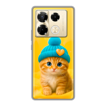 Силиконовый чехол на Infinix Note 40 Pro 5G с принтом Котенок в шапке Силиконовый чехол на Infinix Note 40 Pro 5G с принтом Котенок в шапке