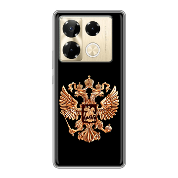 Силиконовый чехол на Infinix Note 40 Pro 5G с принтом Герб России золотой