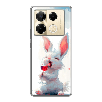 Силиконовый чехол на Infinix Note 40 Pro 5G с принтом кролик зайчик Силиконовый чехол на Infinix Note 40 Pro 5G с принтом кролик зайчик
