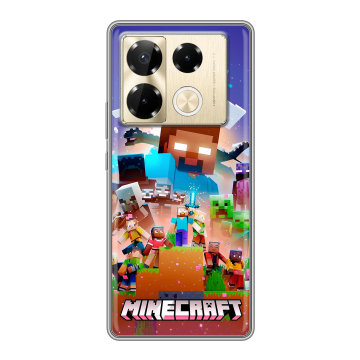 Силиконовый чехол на Infinix Note 40 Pro 5G с принтом Майнкрафт Minecraft