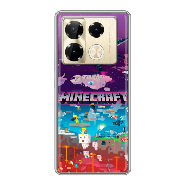 Силиконовый чехол на Infinix Note 40 Pro 5G с принтом Майнкрафт Minecraft Силиконовый чехол на Infinix Note 40 Pro 5G с принтом Майнкрафт Minecraft