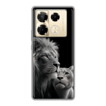 Силиконовый чехол на Infinix Note 40 Pro 5G с принтом Лев кошки