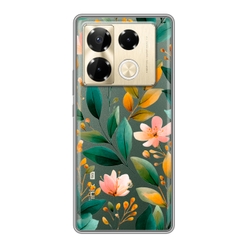 Силиконовый чехол на Infinix Note 40 Pro 5G с принтом Цветы паттерн