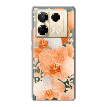 Силиконовый чехол на Infinix Note 40 Pro 5G с принтом Бежевые цветы