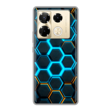 Силиконовый чехол на Infinix Note 40 Pro 5G с принтом Неоновые соты