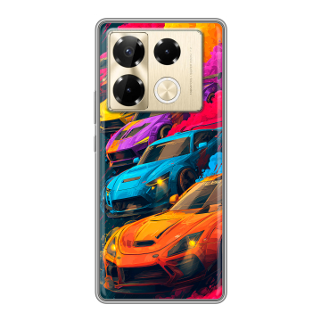Силиконовый чехол на Infinix Note 40 Pro 5G с принтом Тачки
