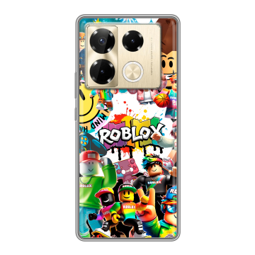 Силиконовый чехол на Infinix Note 40 Pro 5G с принтом Roblox Роблокс