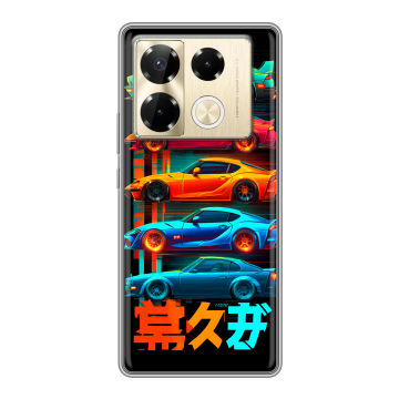 Силиконовый чехол на Infinix Note 40 Pro 5G с принтом машины тачки
