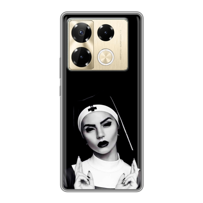 Силиконовый чехол на Infinix Note 40 Pro 5G с принтом монашка Силиконовый чехол на Infinix Note 40 Pro 5G с принтом монашка