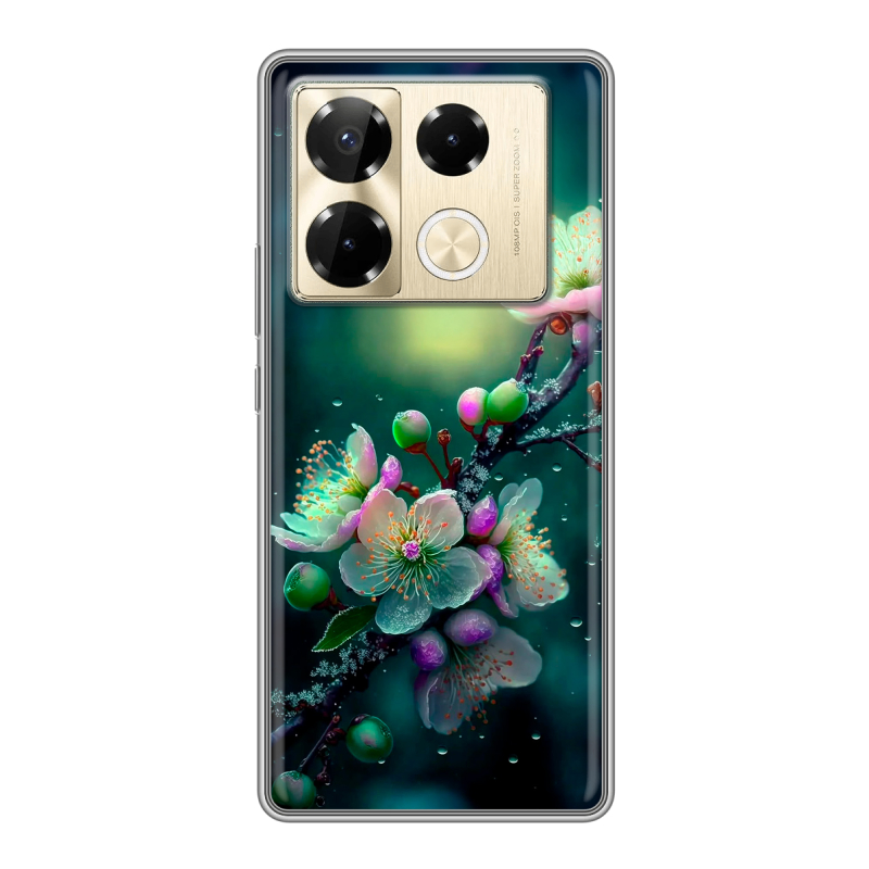 Силиконовый чехол на Infinix Note 40 Pro 5G с принтом Цветы и мрамор Силиконовый чехол на Infinix Note 40 Pro 5G с принтом Цветы и мрамор