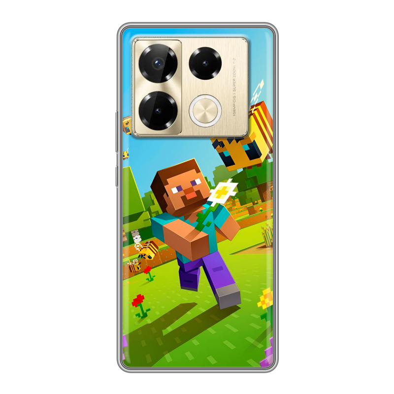 Силиконовый чехол на Infinix Note 40 Pro 5G с принтом Майнкрафт Minecraft Силиконовый чехол на Infinix Note 40 Pro 5G с принтом Майнкрафт Minecraft
