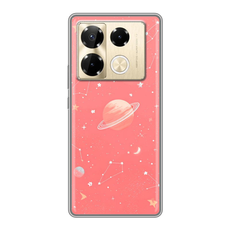 Силиконовый чехол на Infinix Note 40 Pro 5G с принтом Розовый космос Силиконовый чехол на Infinix Note 40 Pro 5G с принтом Розовый космос
