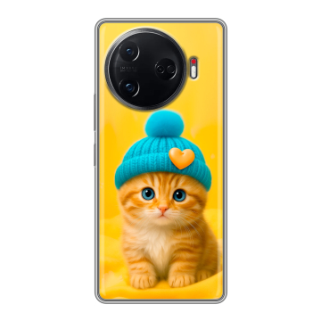 Силиконовый чехол на Tecno Camon 30 Pro 5G с принтом Котенок в шапке Силиконовый чехол на Tecno Camon 30 Pro 5G с принтом Котенок в шапке