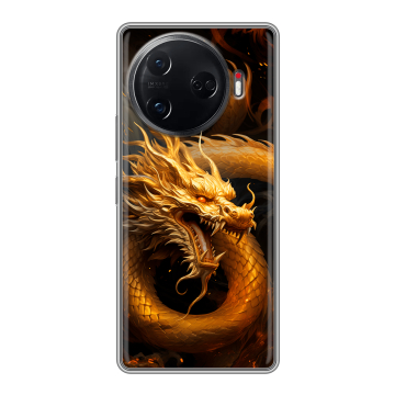 Силиконовый чехол на Tecno Camon 30 Pro 5G с принтом Золотой дракон Силиконовый чехол на Tecno Camon 30 Pro 5G с принтом Золотой дракон