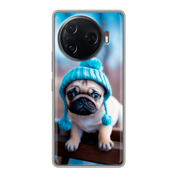 Силиконовый чехол на Tecno Camon 30 Pro 5G с принтом Мопс в шапке