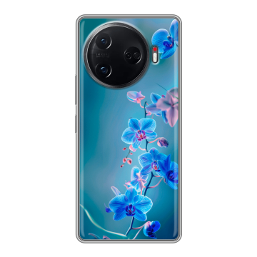 Силиконовый чехол на Tecno Camon 30 Pro 5G с принтом Голубые цветы
