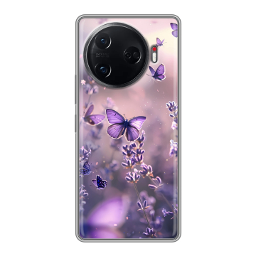 Силиконовый чехол на Tecno Camon 30 Pro 5G с принтом бабочки и лаванда