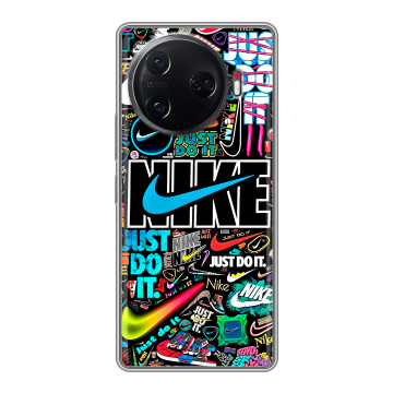 Силиконовый чехол на Tecno Camon 30 Pro 5G с принтом найк nike черный Силиконовый чехол на Tecno Camon 30 Pro 5G с принтом найк nike черный