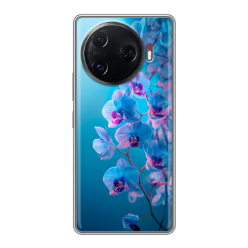Силиконовый чехол на Tecno Camon 30 Pro 5G с принтом голубые орхидеи