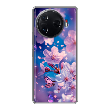 Силиконовый чехол на Tecno Camon 30 Pro 5G с принтом цветы бабочки