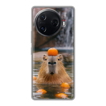 Силиконовый чехол на Tecno Camon 30 Pro 5G с принтом Капибара с апельсином Силиконовый чехол на Tecno Camon 30 Pro 5G с принтом Капибара с апельсином