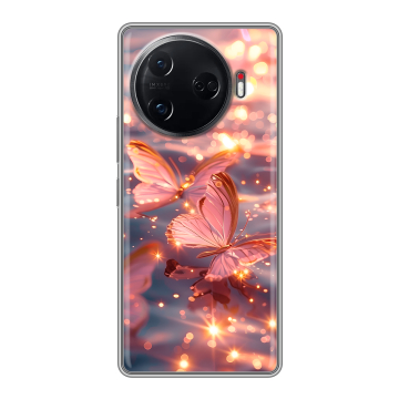 Силиконовый чехол на Tecno Camon 30 Pro 5G с принтом бабочки розовые