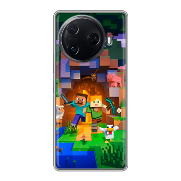 Силиконовый чехол на Tecno Camon 30 Pro 5G с принтом Майнкрафт Minecraft Силиконовый чехол на Tecno Camon 30 Pro 5G с принтом Майнкрафт Minecraft