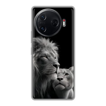 Силиконовый чехол на Tecno Camon 30 Pro 5G с принтом Лев кошки Силиконовый чехол на Tecno Camon 30 Pro 5G с принтом Лев кошки