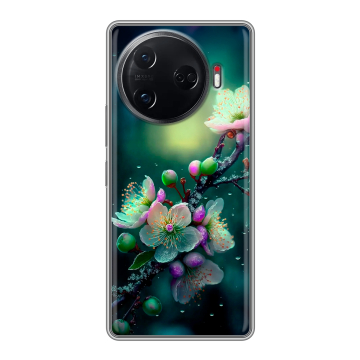 Силиконовый чехол на Tecno Camon 30 Pro 5G с принтом Цветы и мрамор Силиконовый чехол на Tecno Camon 30 Pro 5G с принтом Цветы и мрамор