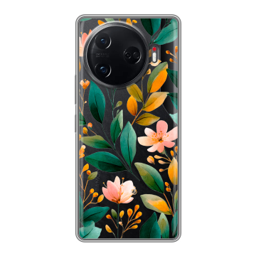 Силиконовый чехол на Tecno Camon 30 Pro 5G с принтом Цветы паттерн Силиконовый чехол на Tecno Camon 30 Pro 5G с принтом Цветы паттерн