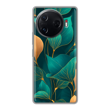 Силиконовый чехол на Tecno Camon 30 Pro 5G с принтом Листья и золото Силиконовый чехол на Tecno Camon 30 Pro 5G с принтом Листья и золото
