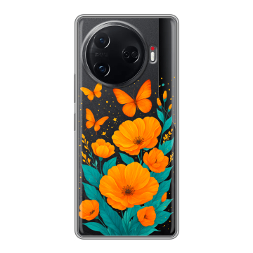 Силиконовый чехол на Tecno Camon 30 Pro 5G с принтом цветы бабочки