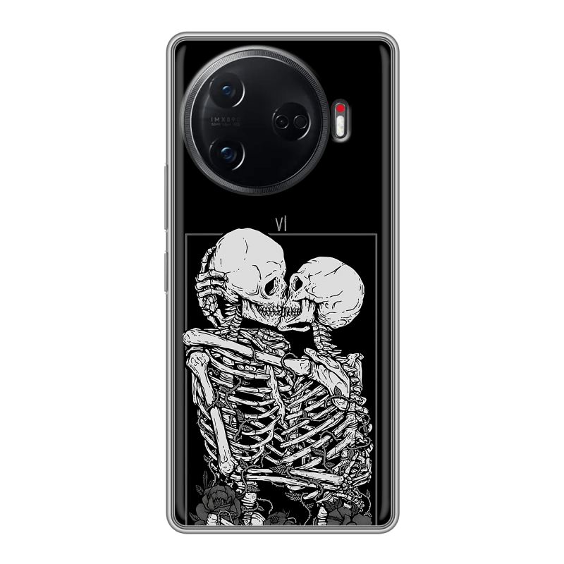 Силиконовый чехол на Tecno Camon 30 Pro 5G с принтом Поцелуй скелетов Силиконовый чехол на Tecno Camon 30 Pro 5G с принтом Поцелуй скелетов